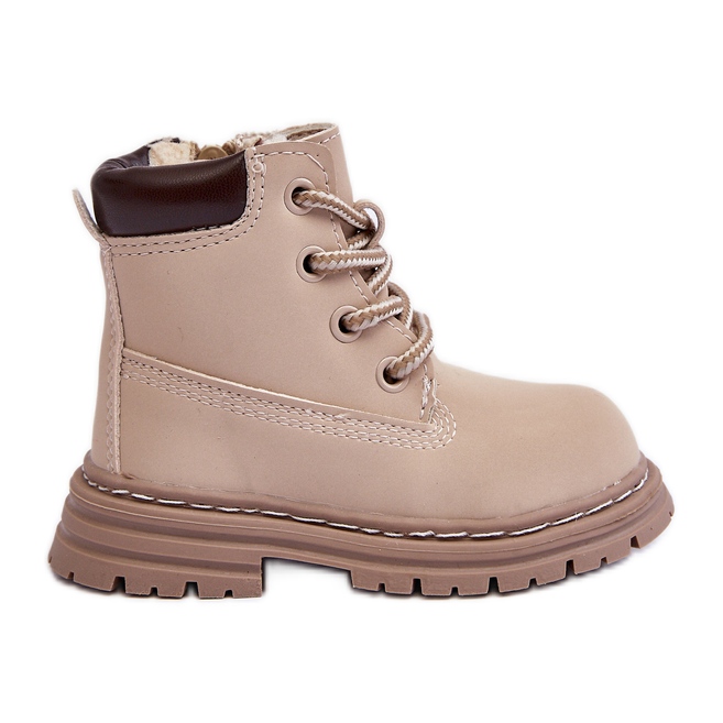 Stivali Trapper da bambino Bansi beige con cerniera