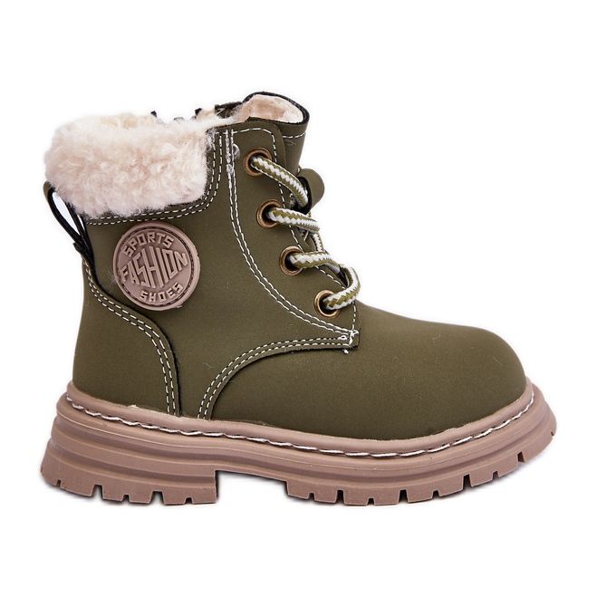 Zilelone Marialee Stivali con cerniera Trapper per bambini con pelle di pecora verde