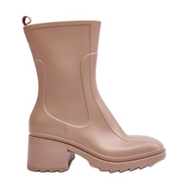 Stivali Wellington opachi da donna con tacco alto, Bertaida beige