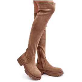 Stivali Bassi Sopra il Ginocchio da Donna Beige Silune