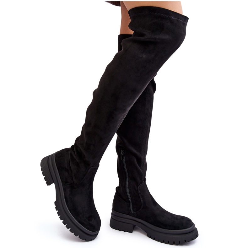 Stivali Bassi Sopra Il Ginocchio Da Donna Neri Silune nero