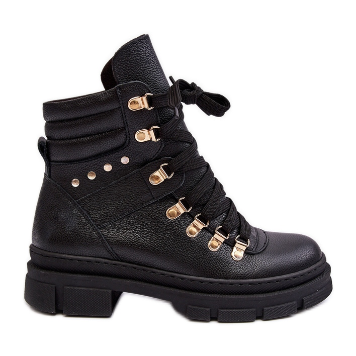 Stivaletti stringati in pelle da donna Trappers Zazoo K01 Nero