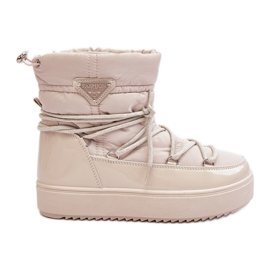 Stivali da neve con plateau da donna con allacciatura Fleure beige