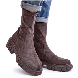 Stivali Slip-On Da Lavoro Con Tacco Piatto Grigio Divella