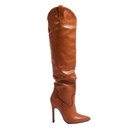 Stivali con tacco color cammello da donna di Shelovet marrone