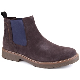Stivaletti Chelsea da uomo in pelle scamosciata, slip-on marrone Filippo MBT5003