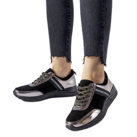Sneakers in pelle nera e grigia di Castelfidardo nero