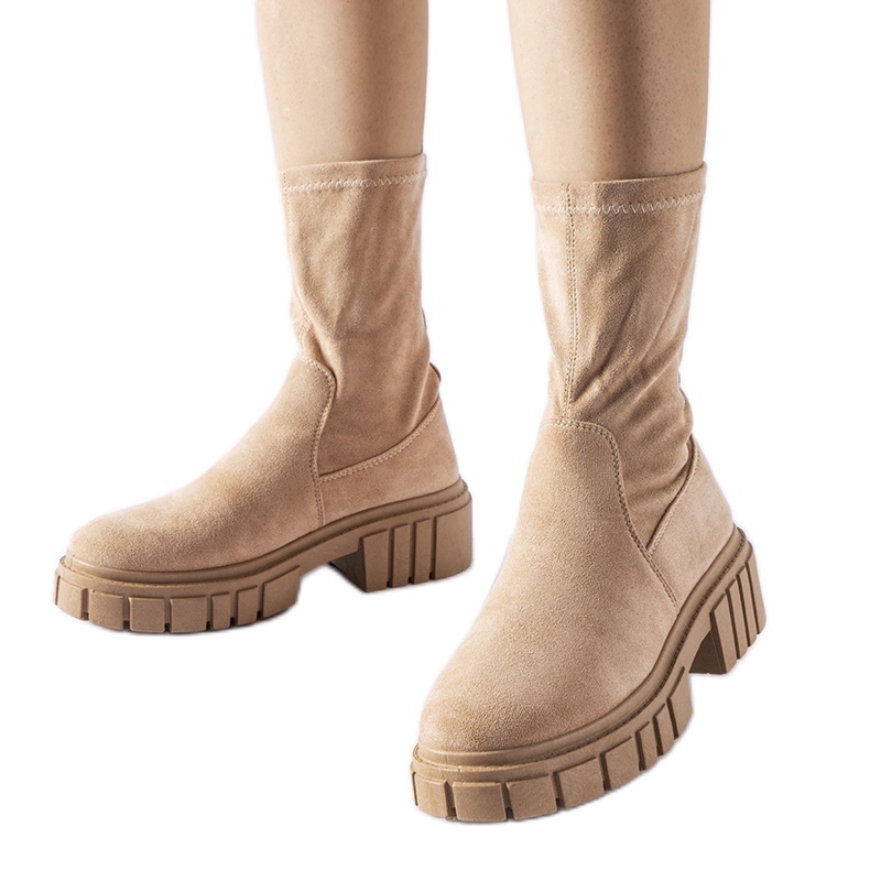 Stivaletti slip-on Montefusco in ecopelle scamosciata beige