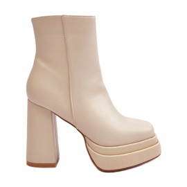 Sweet Shoes Stivaletti da Donna con Tacco Alto e Plateau, Sandstra Beige Chiaro