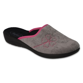 Ciabatte fondo da donna Befado 552D023 grigie con ricami grigio