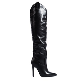 Shelovet stivali neri con tacco da donna nero