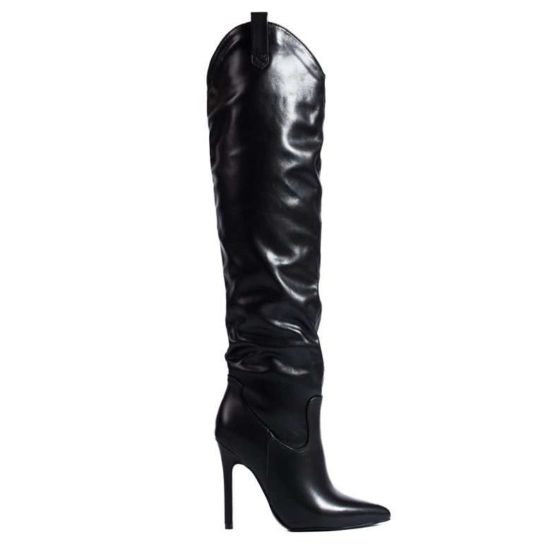Shelovet stivali neri con tacco da donna nero