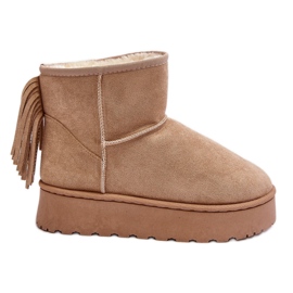 Doposci da donna su plateau massiccio con frange, Beige Lirico