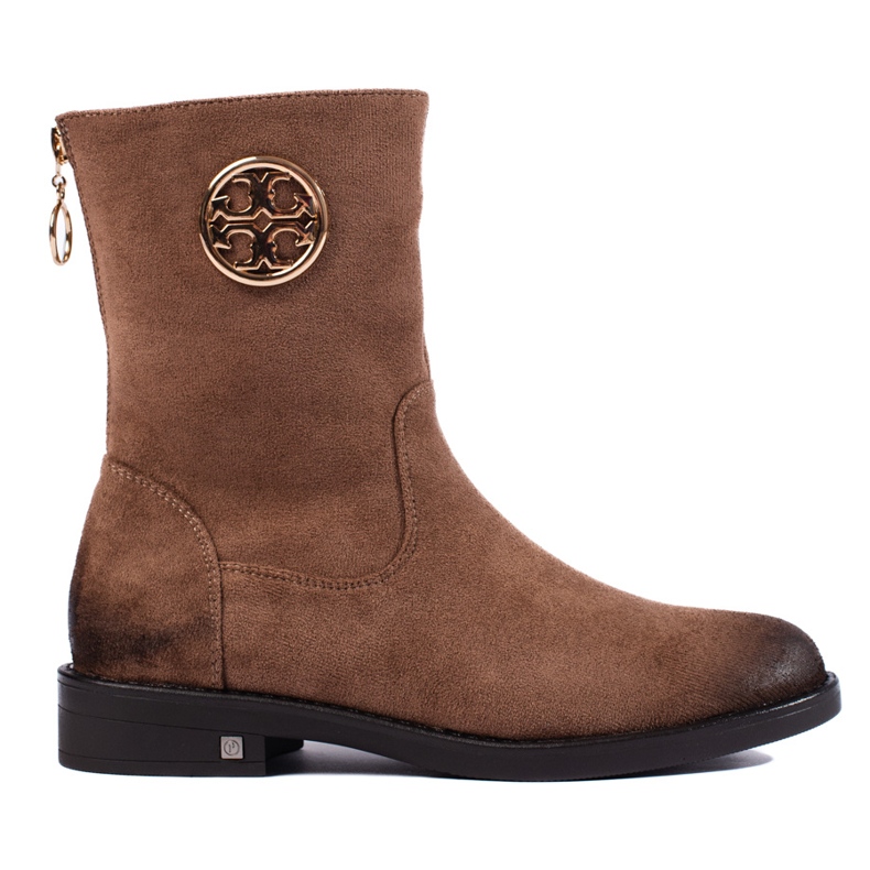 SHELOVET Stivaletti da donna in camoscio beige scuro di Potocki
