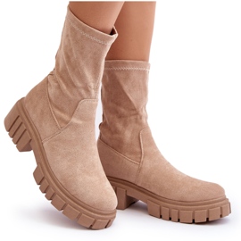 Stivali beige con tacco piatto slip-on Divella Workers