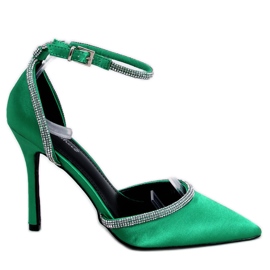 Décolleté tacco alto con zirconi Conway Green verde