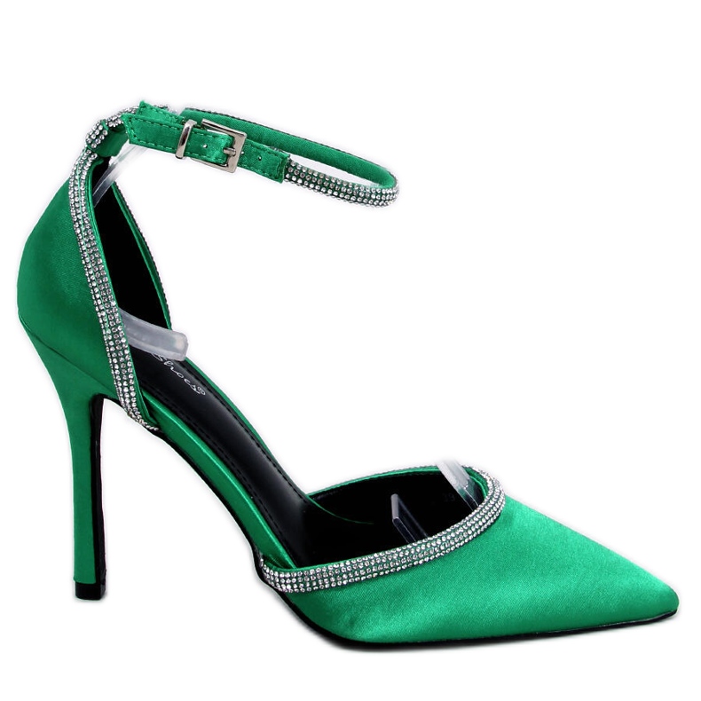 Décolleté tacco alto con zirconi Conway Green verde