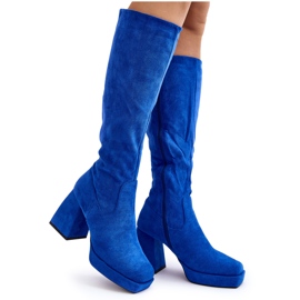 Stivali isolanti da donna con tacco grosso, Layala blu