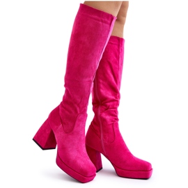 Stivali isolanti Layala Fuchsia da donna con tacco massiccio rosa