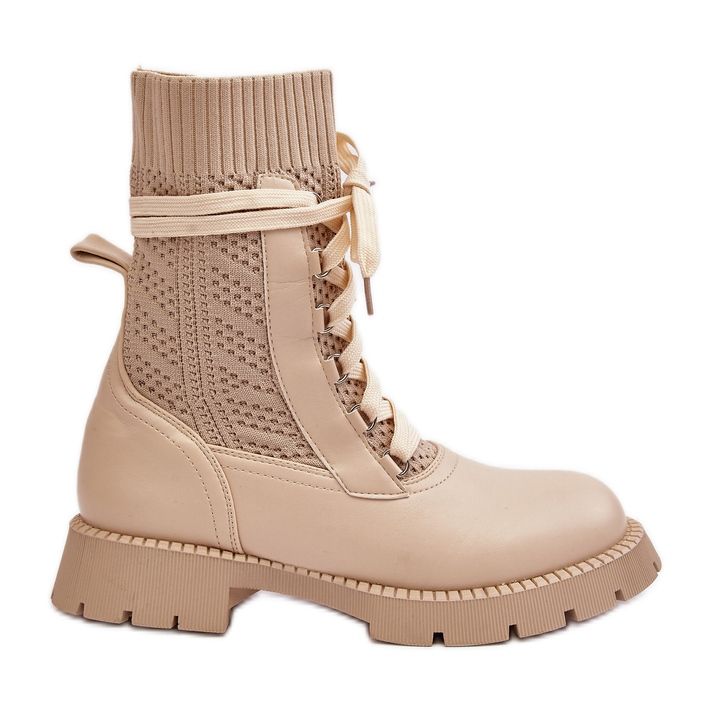 Stivaletti stringati da donna beige chiaro Gentiana