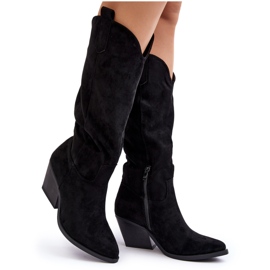Stivali da cowboy sopra il ginocchio da donna neri Opporre nero