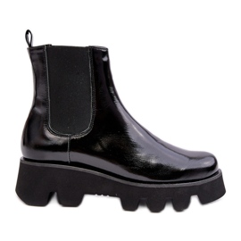 Stivaletti Chelsea in pelle da donna su suola massiccia Laura Messi 2571 neri nero