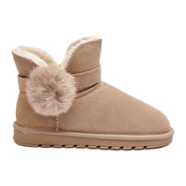 Stivali da neve da donna in pelle scamosciata beige Eraclio con ritagli