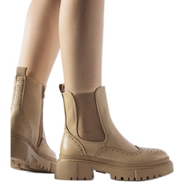 Stivaletti beige scuro con cucitura Castella