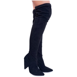 Lu Boo Stivali con Tacco Alto da Donna in Pelle Scamosciata Neri Tamar nero