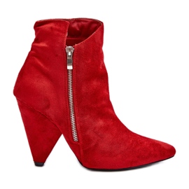 Lu Boo Stivaletti rossi asimmetrici con tacco alto rosso