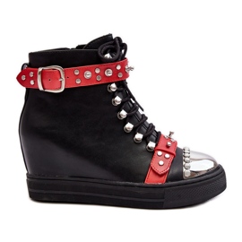 Stivali con zeppa isolanti con strass, ecopelle Lu Boo, nero
