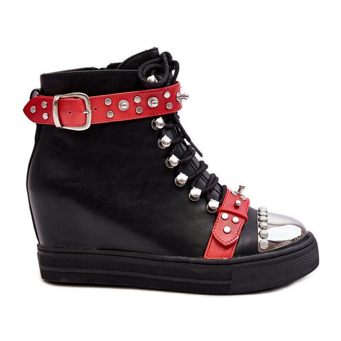 Stivali con zeppa isolanti con strass, ecopelle Lu Boo, nero