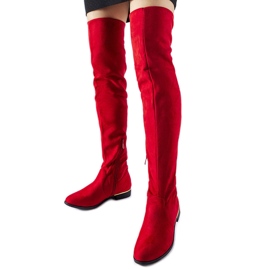 Stivali lunghi Elwira in caldo eco-suede rosso