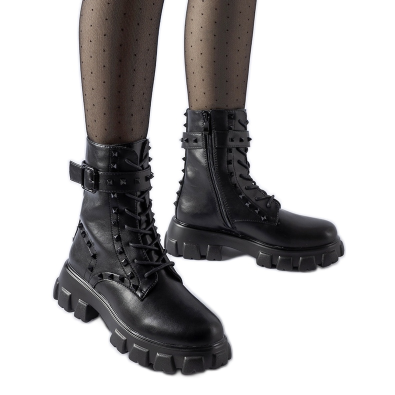 Stivali da operaio neri decorati con borchie Chamberlain nero