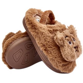 Pantofole in pelliccia per bambini con orsetto di peluche, Dicera marrone