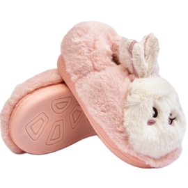 Pantofole pelose per bambini con coniglietto, Apolanie rosa chiaro