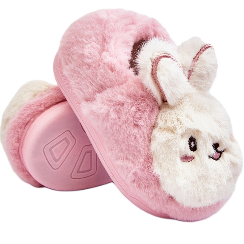 Pantofole pelose per bambini con coniglietto, Apolanie rosa