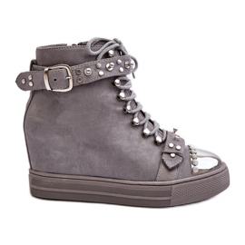 Stivali con zeppa isolanti con strass, pelle scamosciata Lu Boo, grigio
