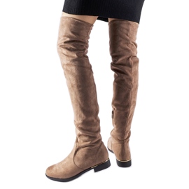Stivali lunghi Elwira in caldo eco-suede marrone