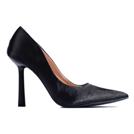 Eleganti décolleté Shelovet con tacco alto in raso nero