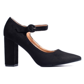 Décolleté Shelovet con tacco alto in camoscio nero
