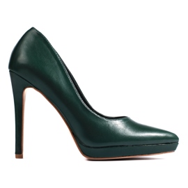 Décolleté Shelovet verde scuro con tacco alto viola