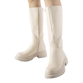 Stivali Prisco beige, isolanti e lisci