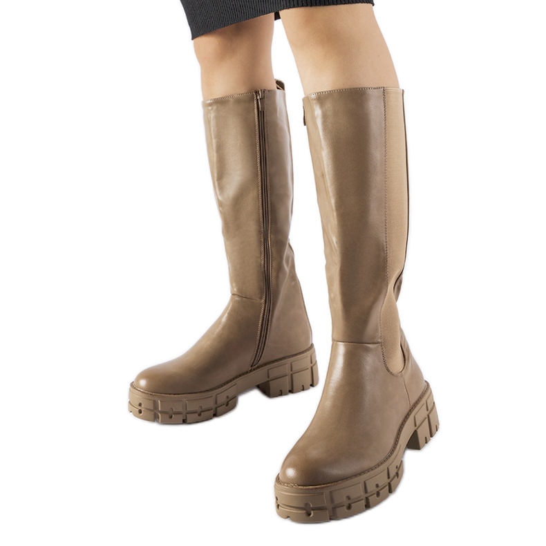 Stivali piatti Ceredano marroni isolanti beige