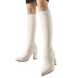 Stivaletti beige con tacco alto di Conway