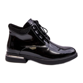 Vinceza Lu Boo Stivaletti con tacco piatto in vernice nera nero