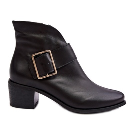 Stivaletti Da Donna In Pelle Con Tacco Basso Con Fibbia, Colore Nero Liliane