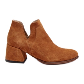 Stivaletti In Pelle Scamosciata Con Tacco Cut-Out Camel Dalros marrone
