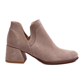 Stivaletti In Pelle Scamosciata Con Tacco Alto Cut-Out, Dalros Beige Chiaro