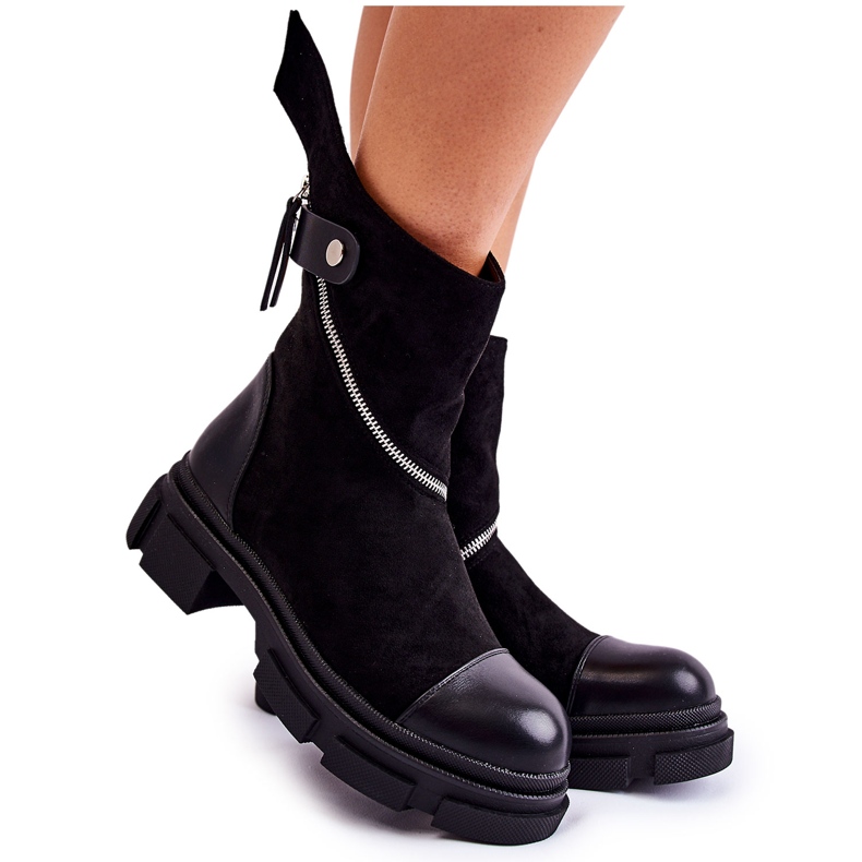Seastar Stivali in pelle scamosciata da donna alla moda con cerniera Kandell neri nero